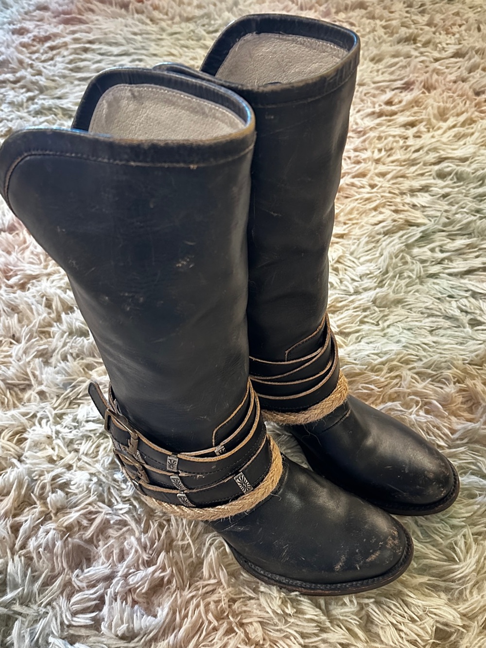 Freebird Drove Distressed Black Leather Boots Size 7 - Picture 3 of 15